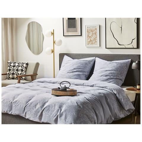 Set Copripiumino In Cotone Satinato 200 X 220 Cm Grigio Morningside - Foto 1