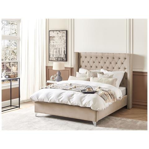 Letto Velluto Lubbon 140 X 200 Cm Beige - Foto 1