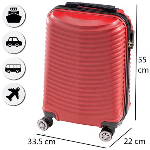 Trolley Cabina Rigido Bagaglio A Mano Rosso Con Maniglia Telescopica 33.5x22x55cm - Foto 5
