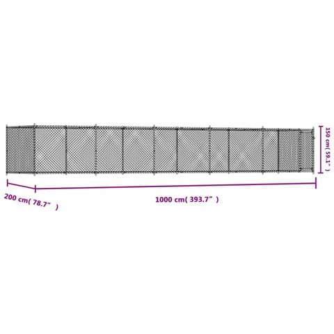 Gabbia Per Cani Con Porta Grigia 10x2x1,5 M In Acciaio Zincato - Foto 8