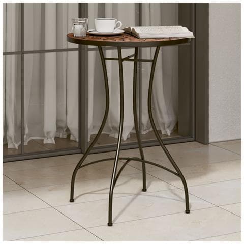 Tavolo Da Bistrò A Mosaico Terracotta 50x70 Cm In Ceramica - Foto 1