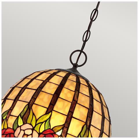 Lampadario Tiffany Rosecliffe Vetro Bronzo Imperiale 3 Luci E27 - Foto 4