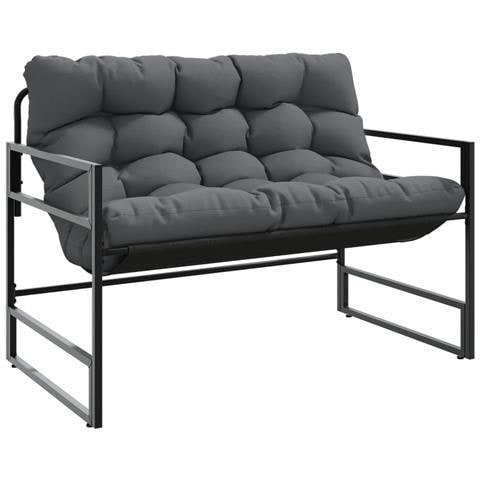 Panchina Da Giardino Con Cuscino Antracite 113 Cm In Acciaio - Foto 2