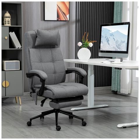 Sedia Da Ufficio Reclinabile E Riscaldante Con 6 Punti Massaggio E 5 Modalità, Grigio - Foto 6