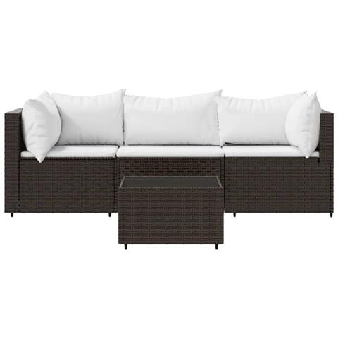 Set Mobili Da Giardino 4 Pz Con Cuscini In Polyrattan Marrone - Foto 2