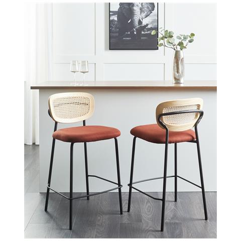 Set Di 2 Sedie Alte Mayetta Rattan Arancione - Foto 1