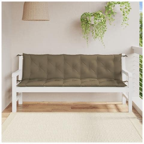 Cuscini Panca Giardino 2pz Tortora Mélange 180x50x7 Cm Tessuto - Foto 3