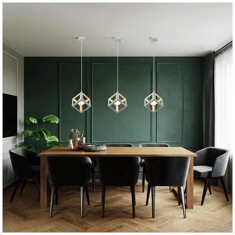 Lampadario Da Soffitto A Sospensione A Forma Cubo 3d Portalampada E27 - Foto 5