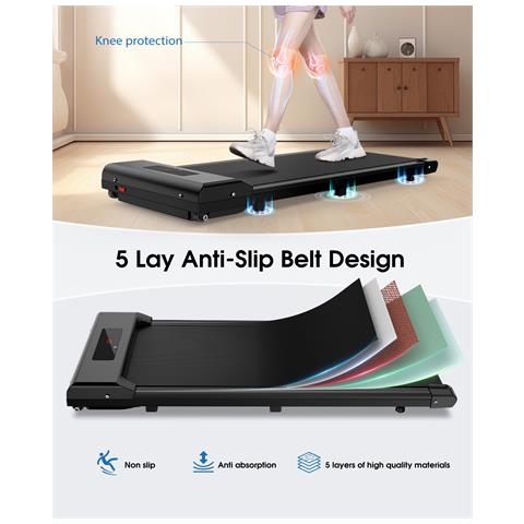 Tapis Roulant Elettrico, Rattatree Walking Pad, 2 In 1 Tapis Roulant Sotto La Scrivania, 1-10 Km/h Walking Pad, Display A Lcd, Nessuna Installazione, Noir - Foto 5