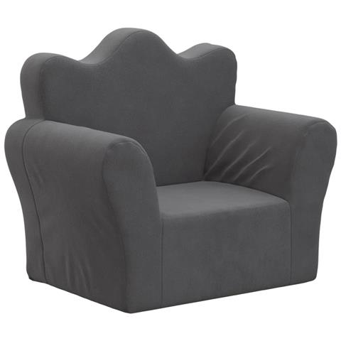 Divano Per Bambini Antracite In Morbido Peluche - Foto 2