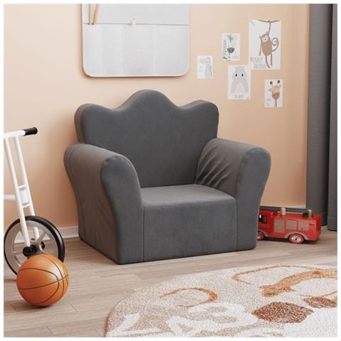 Divano Per Bambini Antracite In Morbido Peluche - Foto 1