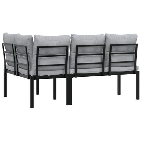 Panche Giardino con Cuscini 2pz Nere Acciaio Verniciato Polvere - Foto 2