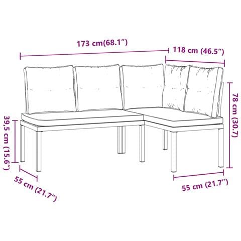 Panche Giardino con Cuscini 2pz Nere Acciaio Verniciato Polvere - Foto 9