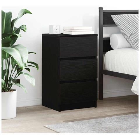 Comodini con 3 Cassetti 2 pz Nero 39x35x65 cm - Foto 1