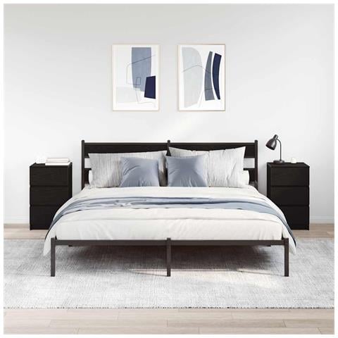 Comodini con 3 Cassetti 2 pz Nero 39x35x65 cm - Foto 2