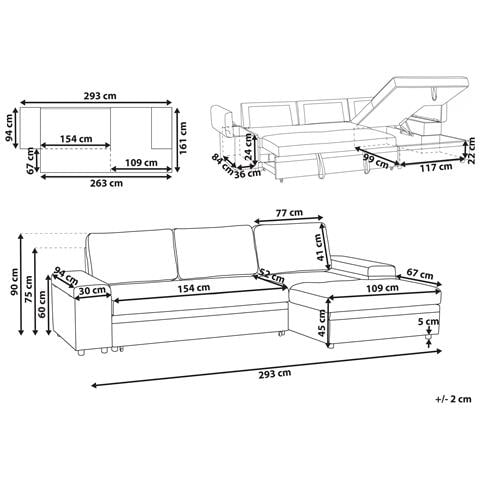Divano Letto Angolare 3 Posti Hrisey Bouclé Bianco Con Contenitore Lato Sinistro - Foto 6