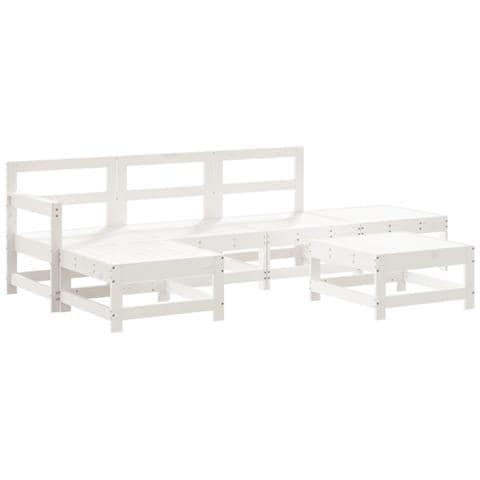 Set Salotto Da Giardino 6 Pz Bianco In Legno Massello Di Pino - Foto 2