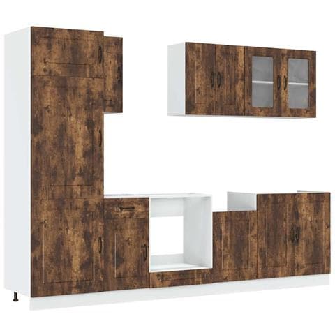Set Mobili Da Cucina 8 Pz Kalmar Rovere Fumo Legno Multistrato - Foto 2