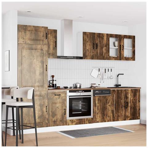 Set Mobili Da Cucina 8 Pz Kalmar Rovere Fumo Legno Multistrato - Foto 3