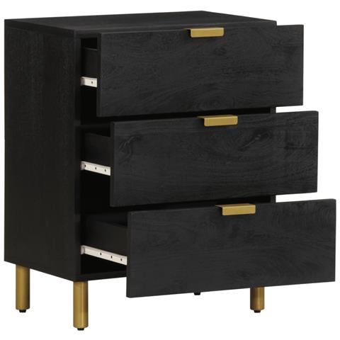 Comodino Nero 50x33x62 Cm In Legno Multistrato - Foto 2