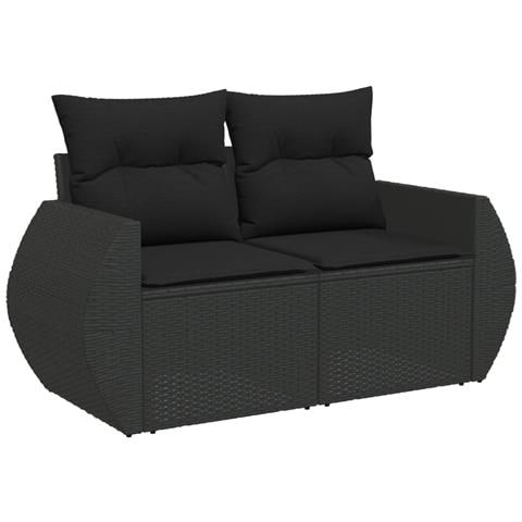 Set Divani Da Giardino Con Cuscini 7pz Nero Polyrattan - Foto 3