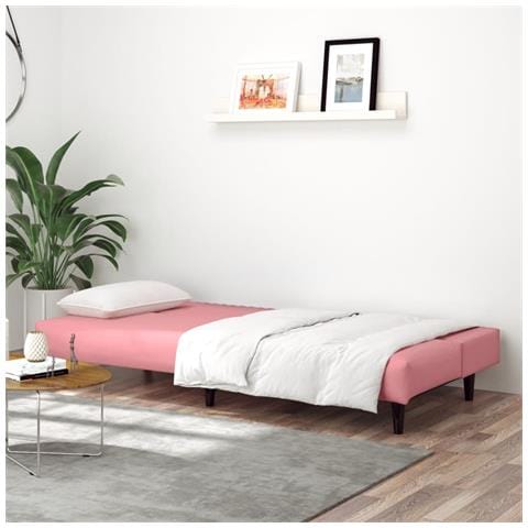 Divano Letto A 2 Posti Rosa In Velluto - Foto 2