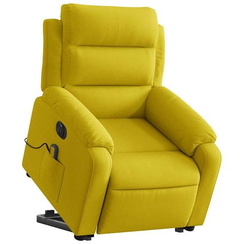 Lusso Casadino - Poltrona Alzapersona Massaggiante Elettrica Gialla Velluto - Foto 2