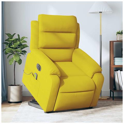 Lusso Casadino - Poltrona Alzapersona Massaggiante Elettrica Gialla Velluto - Foto 8