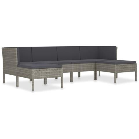 Set Divani Da Giardino 6 Pz Con Cuscini In Polyrattan Grigio - Foto 1