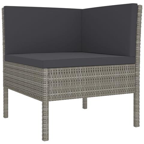 Set Divani Da Giardino 6 Pz Con Cuscini In Polyrattan Grigio - Foto 2