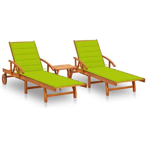 Lusso Casadino -  Lettino Prendisole 2pz Con Tavolo E Cuscini Massello D'acacia - Foto 2