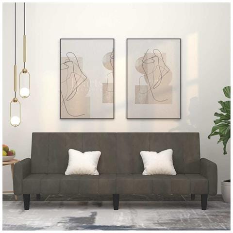 Divano Letto a 2 Posti Grigio Scuro in Velluto - Foto 2