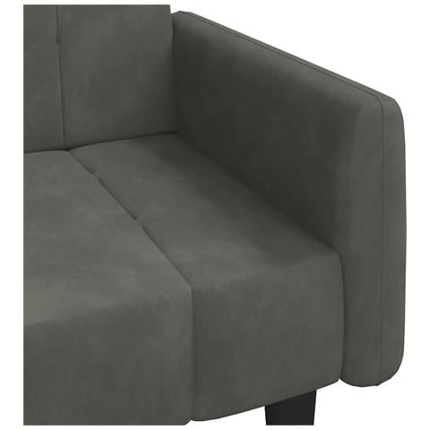 Divano Letto a 2 Posti Grigio Scuro in Velluto - Foto 9