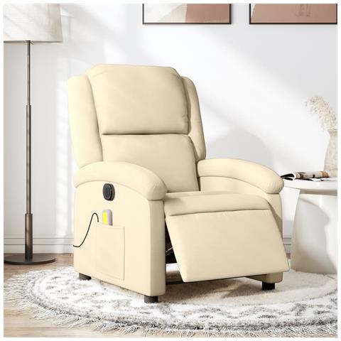 Poltrona Reclinabile Massaggiante Elettrica Crema in Tessuto - Foto 2