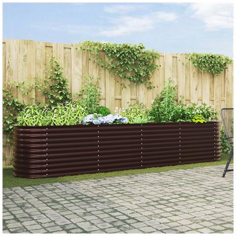 Letto da Giardino Rialzato Marrone 400x80x81 cm Acciaio Zincato - Foto 2