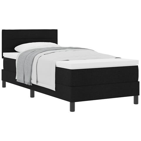 Letto Box Spring con Materasso Nero 90x190 cm Tessuto - Foto 1