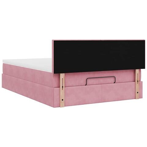 Struttura Letto Pouf con Materasso Rosa 140x190 cm in Velluto - Foto 9
