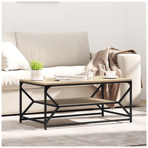 Tavolino da caffè con ripiano Rovere Sonoma 90x50x40 cm Legno ingegnerizzato - Foto 2