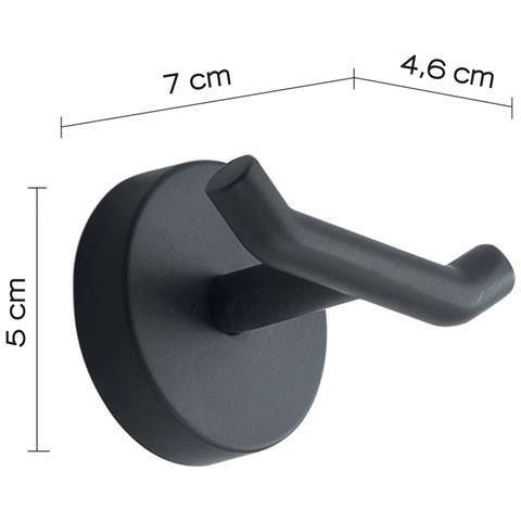 Appendiabiti Doppio Da Muro In Acciaio Inox Cromall 2326 Serie Eros Nero Matt - Foto 2