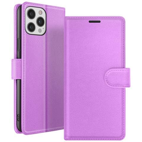 Custodia A Portafoglio Per Iphone 12 Pro Max Con Supporto E Linguetta Magnetica, Viola - Foto 1