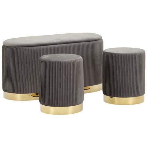 Panca Con Portaoggetti Mf875 - Grigio - Poliestere - 80x37x42 Cm - Foto 1