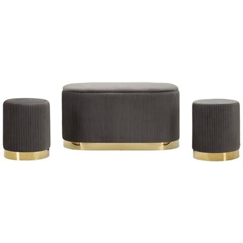 Panca Con Portaoggetti Mf875 - Grigio - Poliestere - 80x37x42 Cm - Foto 2