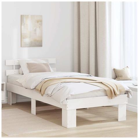 Struttura del letto Bianco 80 x 200 cm Legno massello di pino - Foto 2