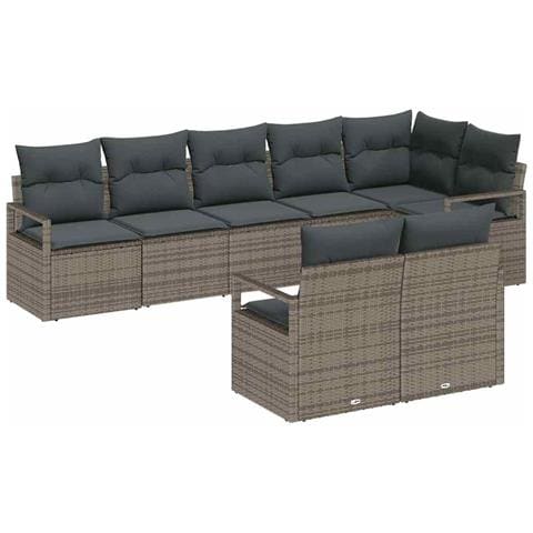 Set Divano da Giardino con cuscino 8 pcs Grigio - Foto 1