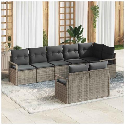 Set Divano da Giardino con cuscino 8 pcs Grigio - Foto 2