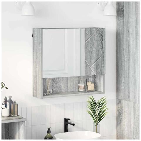 Mobiletto per specchio con porta Grigio sonoma 59 x 17 x 55 cm - Foto 2