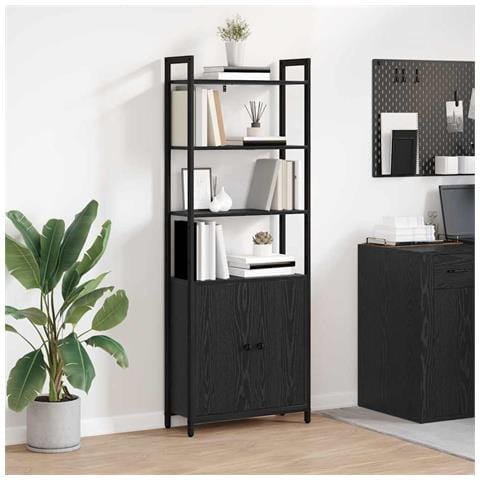 Armadio per Libri Rovere Nero 60 x 24 x 161 cm - Foto 2