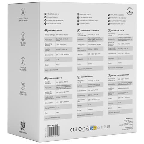 Termoventilatore Elettrico da Pavimento AD-02 B 2000 W Nero - Foto 5