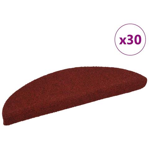 Tappetini per scale autoadesivi 30 pz 56x17x3 cm Bordeaux Rosso Semicircolari - Foto 1
