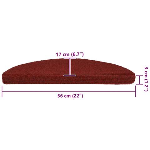 Tappetini per scale autoadesivi 30 pz 56x17x3 cm Bordeaux Rosso Semicircolari - Foto 8